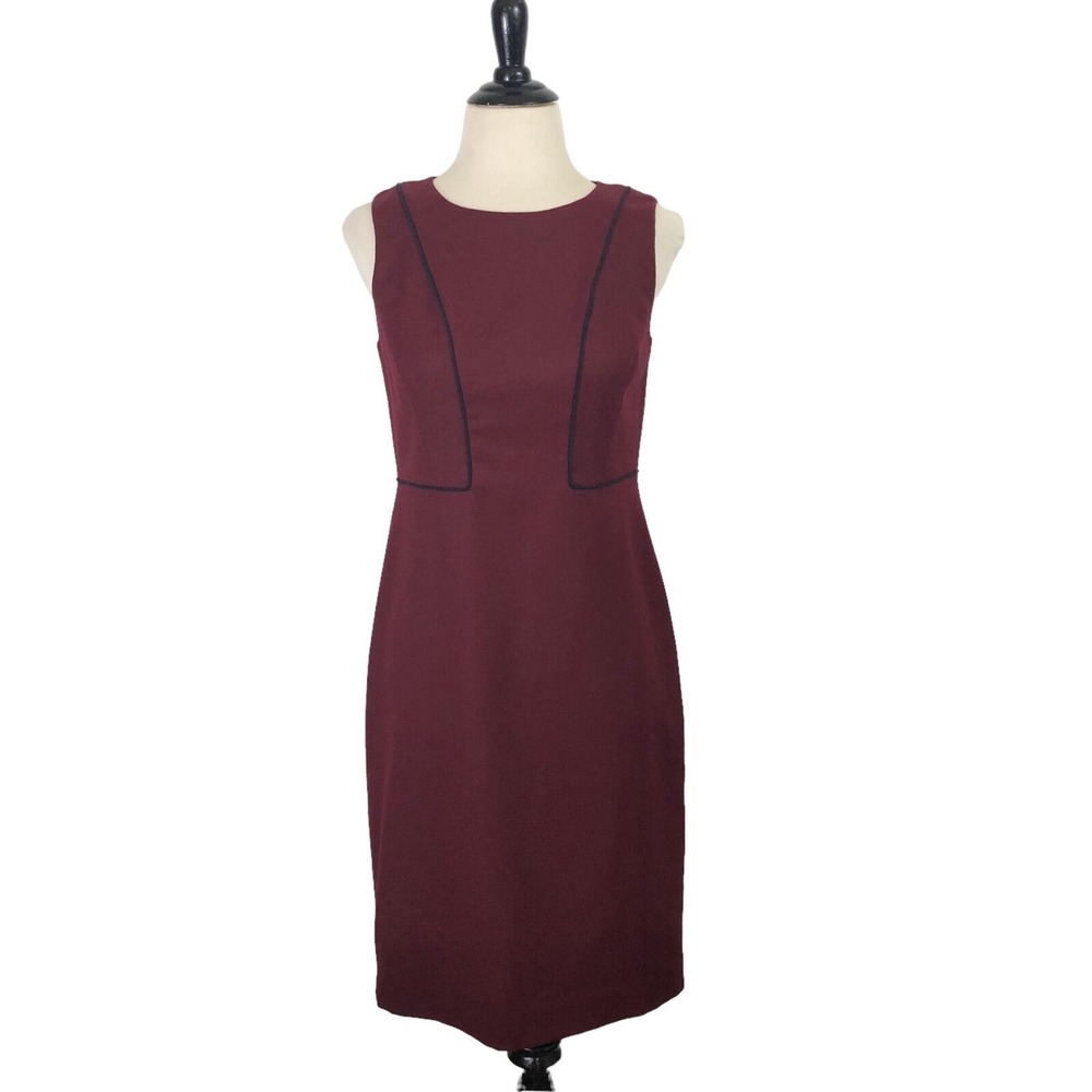 TALBOTS 2 Petite Maroon Red Wool DRESS NEW Office Sheath Minimalist Work $170